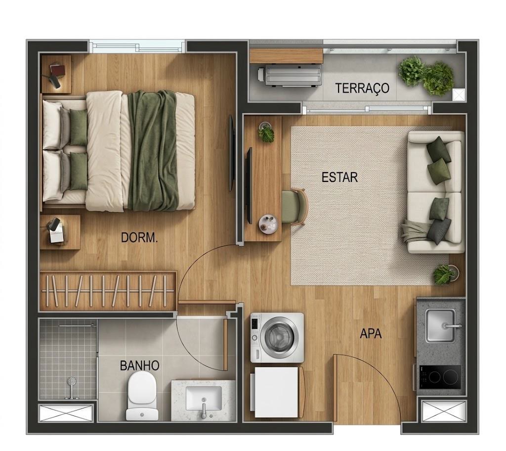 NEX ONE Cotovia | Arapanés — planta 1 dorm · 25,5 m²