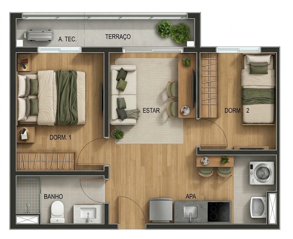 NEX ONE Cotovia | Arapanés — planta 2 dorms · 38,5 m²