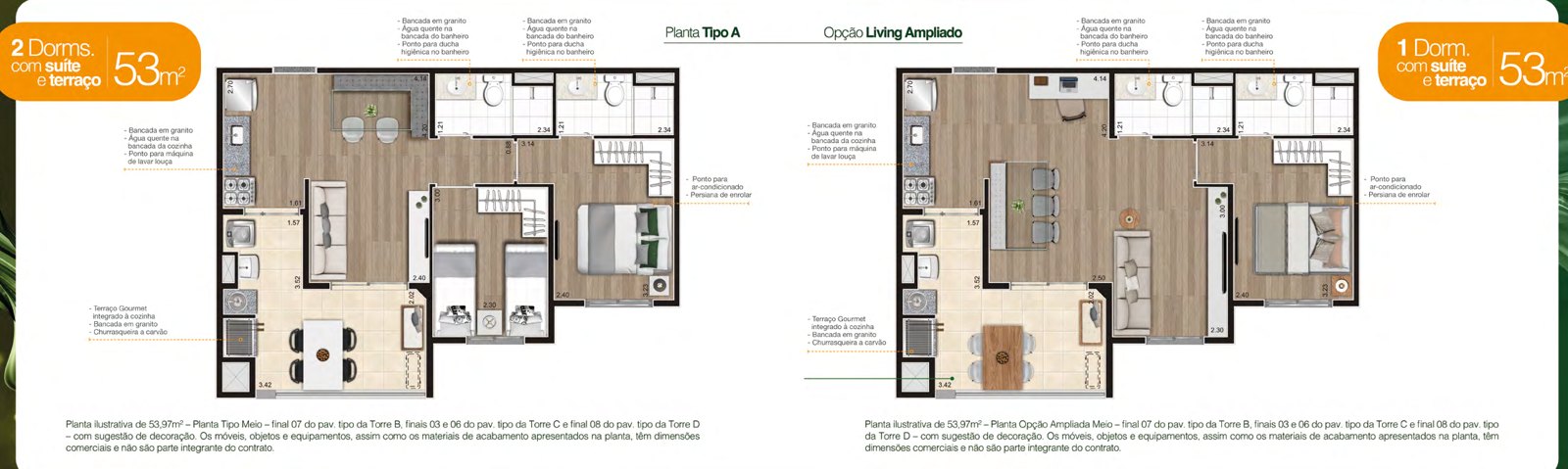 Like Casa Verde — planta 2 dorms · 53 m²