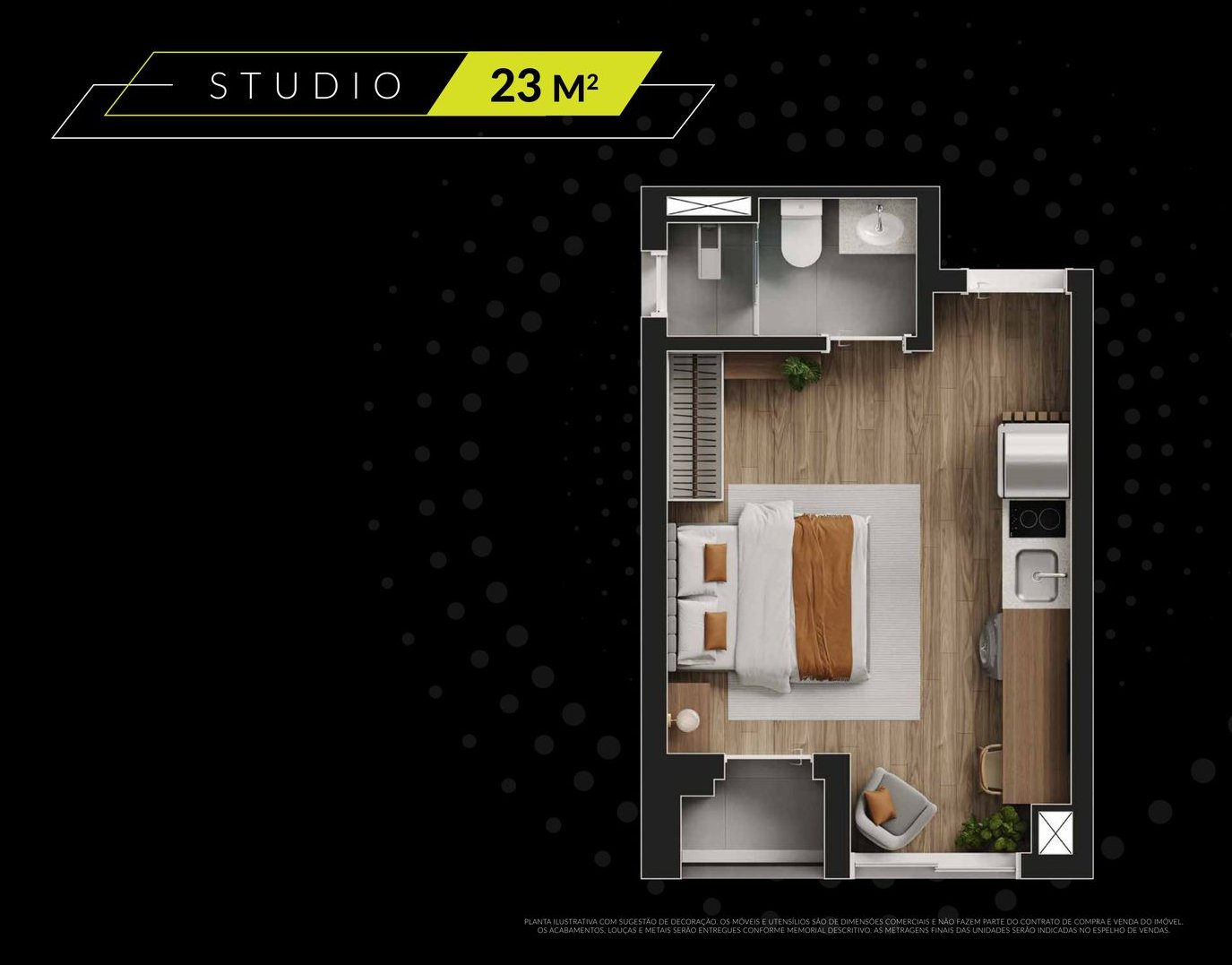 Planta Studio 23m²